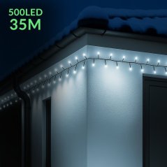 Vianočná led svetelná reťaz vonkajšia - 500led - 35m studená biela