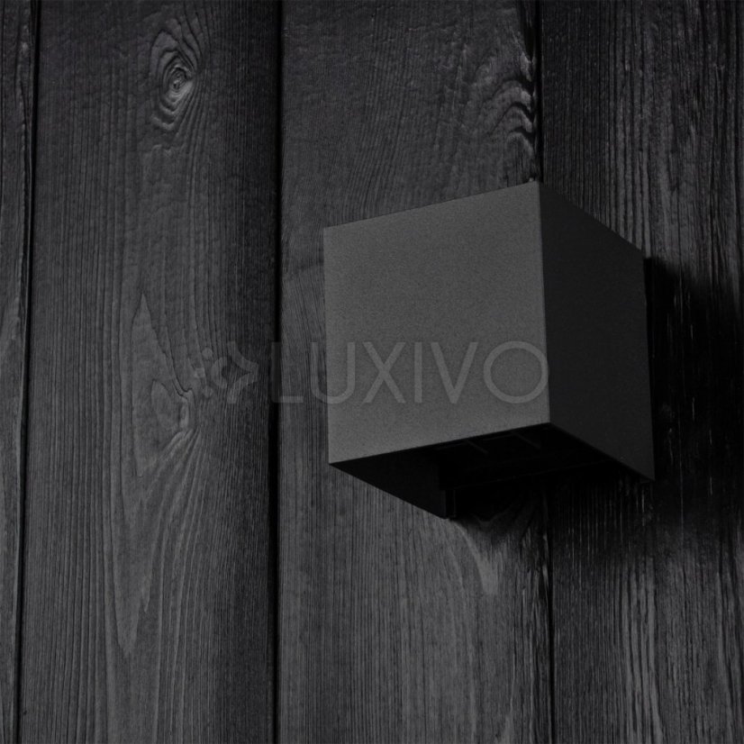 LED fasádne nástenné svietidlo 2x3W 4000K Nastaviteľné zhora nadol Čierna PICEA LUMILED