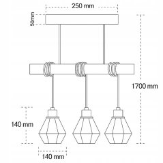 Lampa stropná svietidlo závesné 3x E27 čierna hnedá Otto Masterled