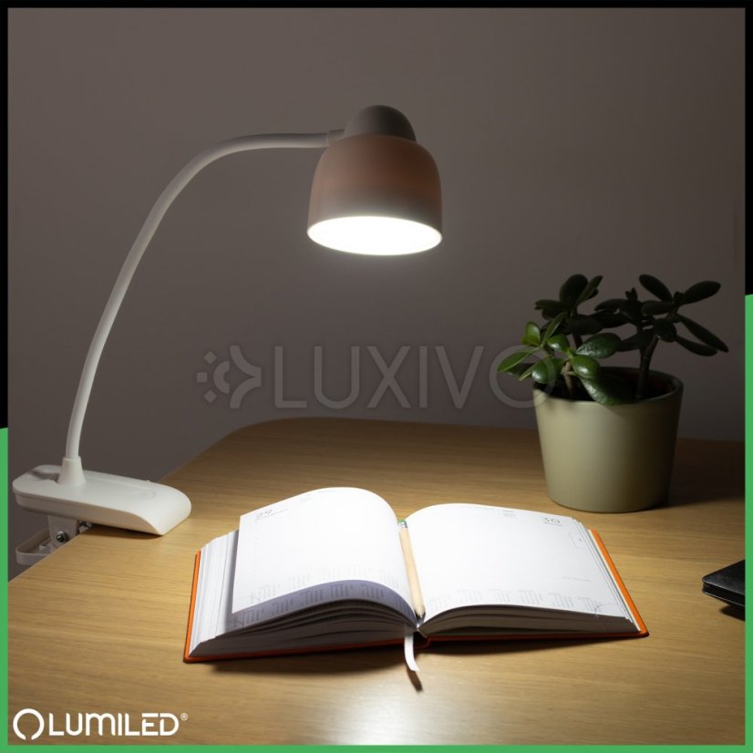 LED stolová lampa 5W CCT kresliarska školská TESA 2 biela LUMILED