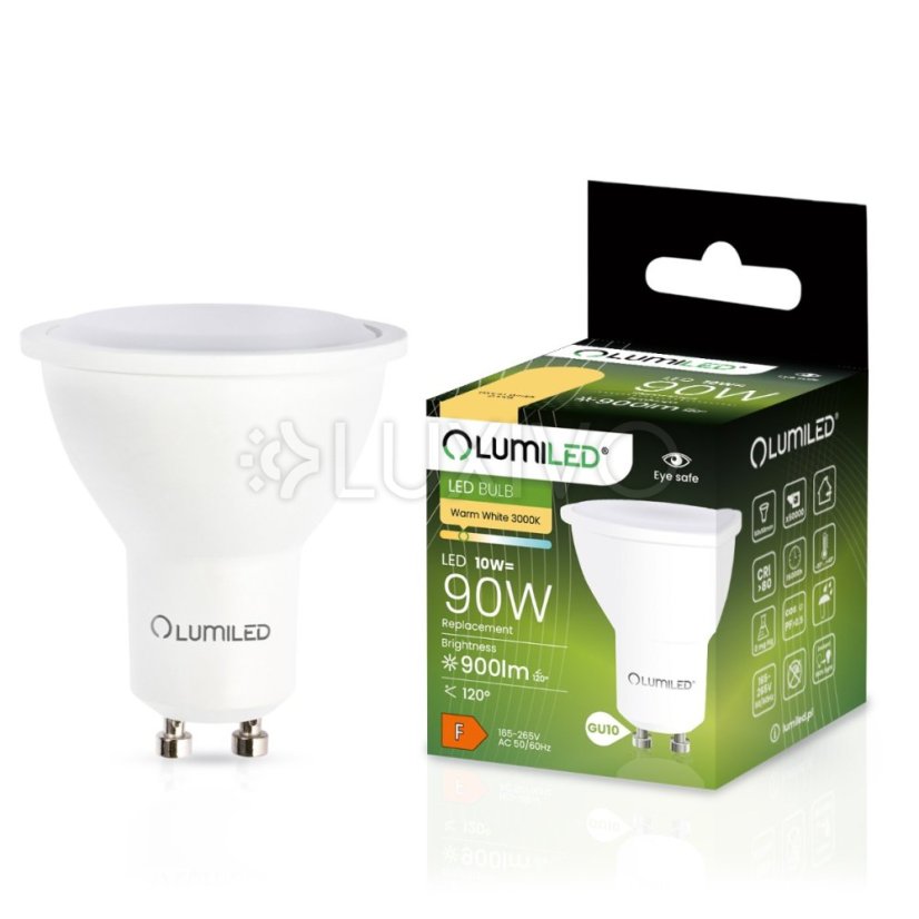 LED žiarovka GU10 10W = 90W 900lm 3000K Warm 120° LUMILED