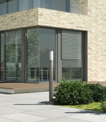Záhradný stojaca stĺpik lampa E27 strieborná IP44 LIVIA Goldlux