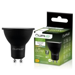 Žiarovka LED GU10 reflektor PAR16 8W = 80W 800lm 4000K neutrálna 120° čierna LUMILED