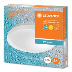Stropný LED plafón 12W 900lm 3000K teplý IP44 biely so zvukovým senzorom Strop Ledvance