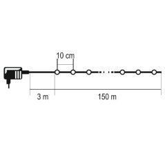 Vianočná led svetelná mikro reťaz vonkajšia - programy - časovač - ovládač - 1500led - 150m - teplá biela