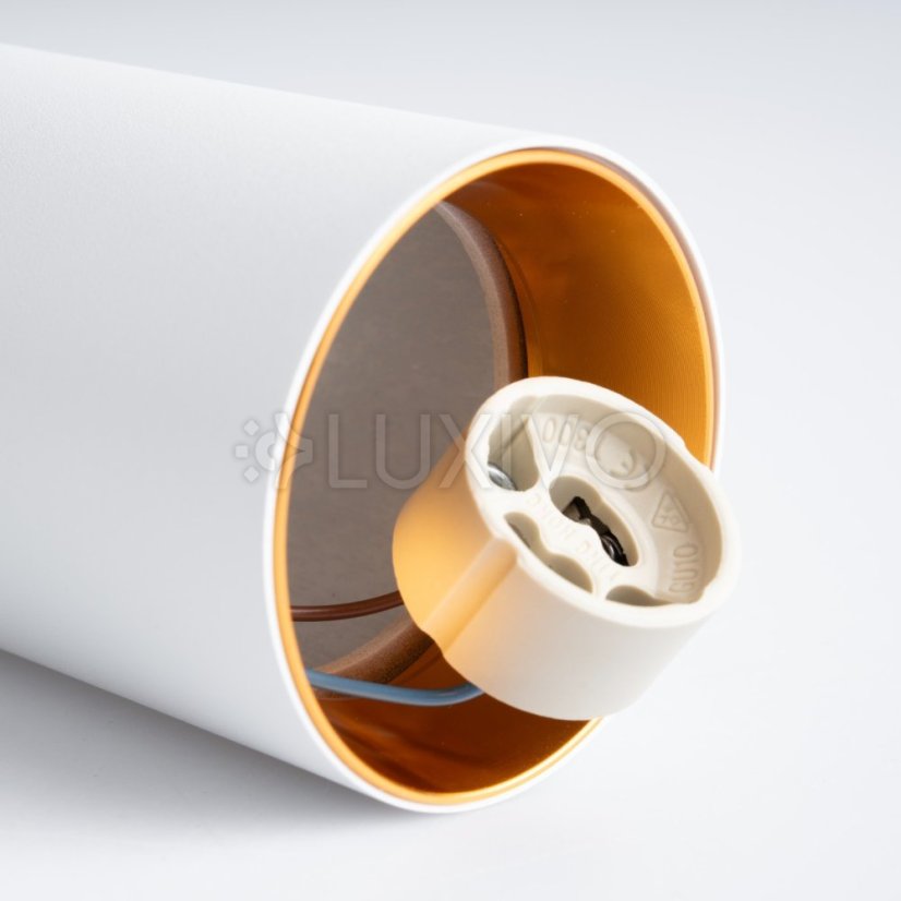 Reflektor koľajnicový GU10 bielo - zlatá SAGI lampa do jednofázového koľajnicového osvetlenia LUMILED