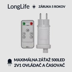 LongLife napájací zdroj pre spojovateľné reťaze s časovačom a diaľkovým ovládačom - 5m
