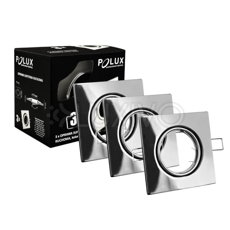 Sada 3 x OPIN GOLDLUX (Polux) halogénové pohyblivé svietidlo štvorcový kov chróm MR16 GU10