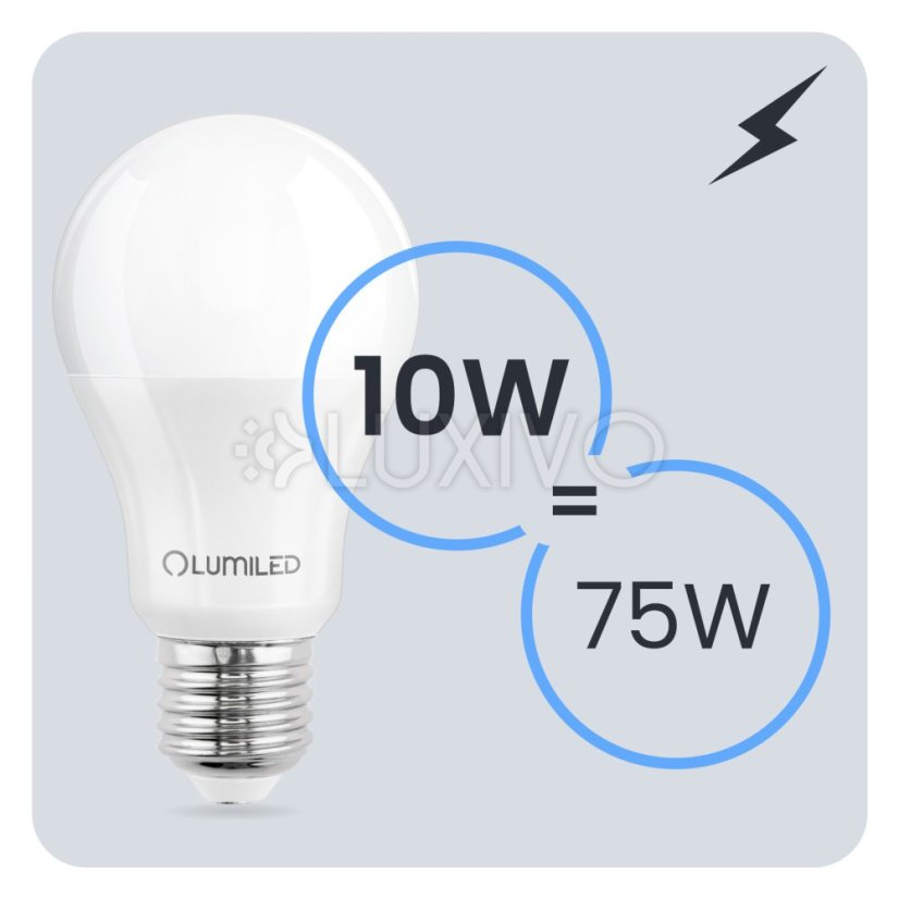 LED žiarovka E27 A60 10W = 75W 1055lm 3000K Warm 260° LUMILED