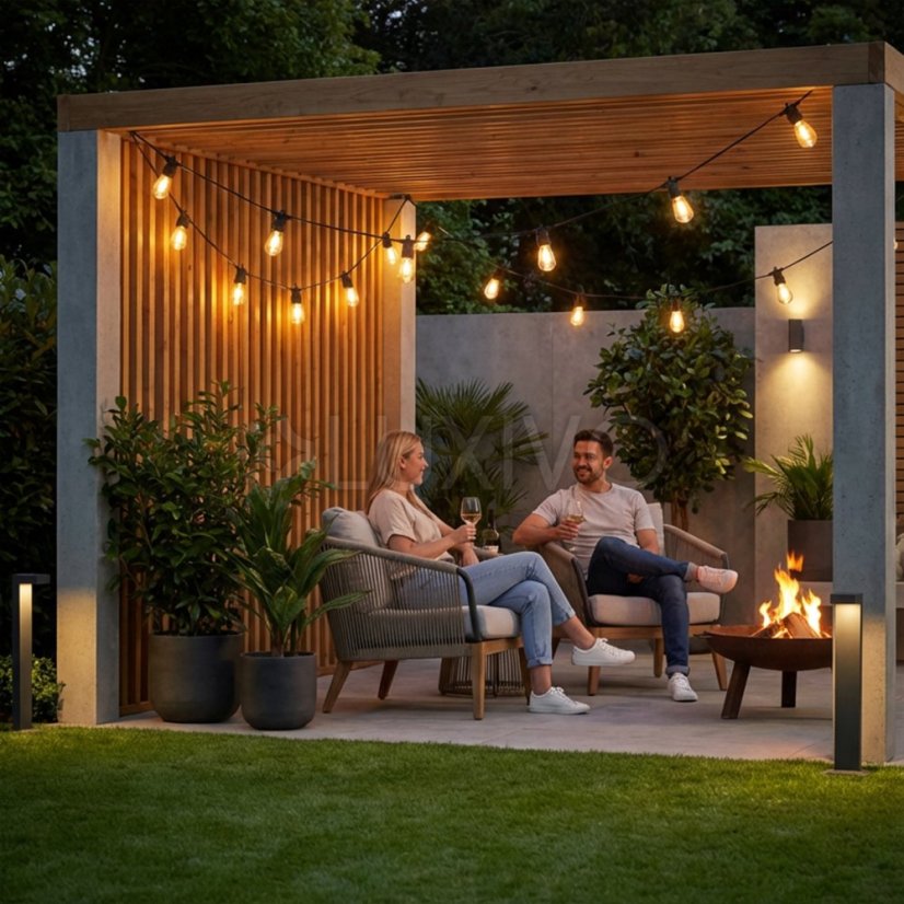 Solárna záhradná girlanda 30x LED ozdobné žiarovky 20m 2700K teplá s diaľkovým ovládačom SOLENA LUMILED