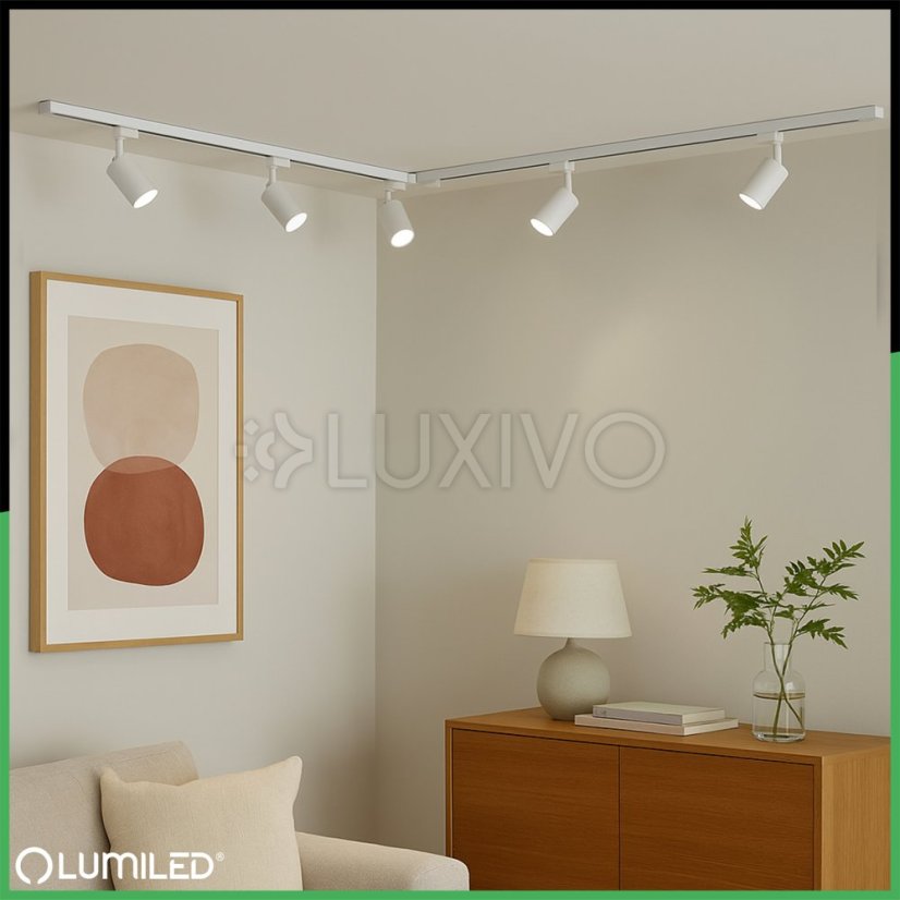 Reflektor koľajnicový GU10 biela RITI lampa do jednofázových koľajnicových systémov LUMILED