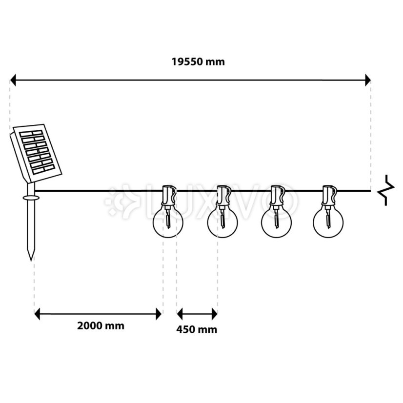 Solárna záhradná girlanda 40x LED ozdobné guľôčky 19, 55m 2700K teplá + diaľkový ovládač CALLIS2 LUMILED