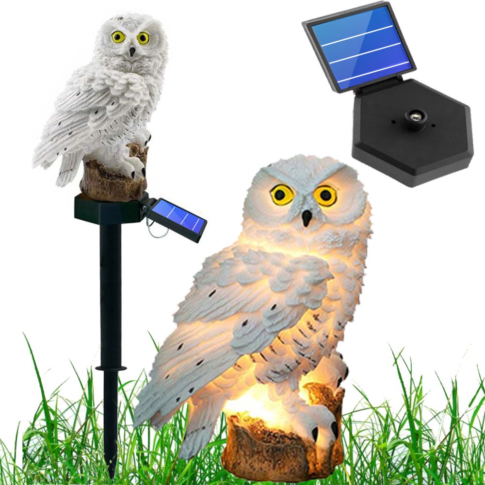 Záhradná LED solárna dekoratívna sova 43cm súmrakový senzor