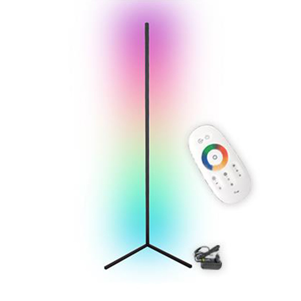 Rohová stojaca lampa čierna 20W RGB Zmena farieb Diaľkové ovládanie