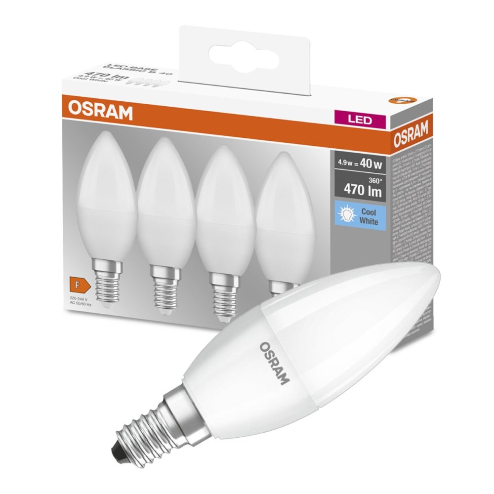 4PAK LED žiarovka E14 B35 5,5W = 40W 470lm 4000K Neutral OSRAM Base
