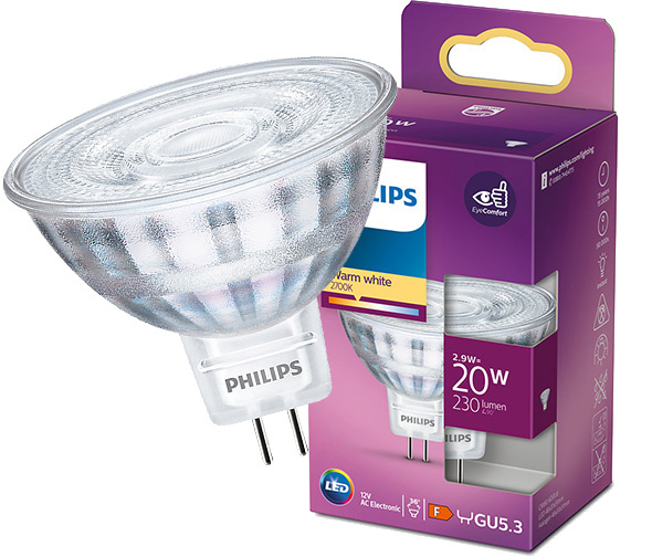 LED žiarovka MR16 2,9W = 20W 230lm 2700K Warm 36° 12V PHILIPS