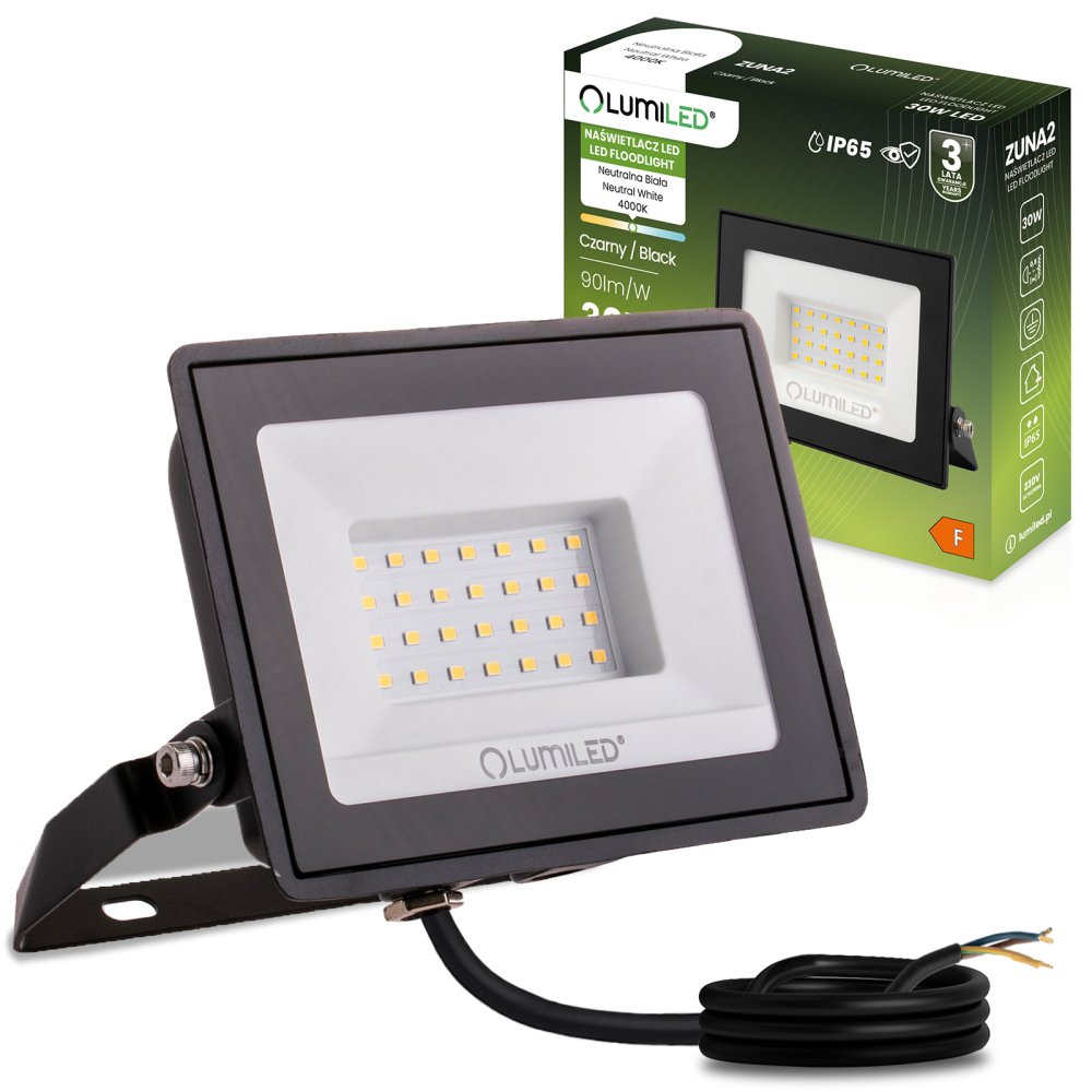 LED reflektor ZUNA2 30W 2700lm 4000K IP65 Black LUMILED