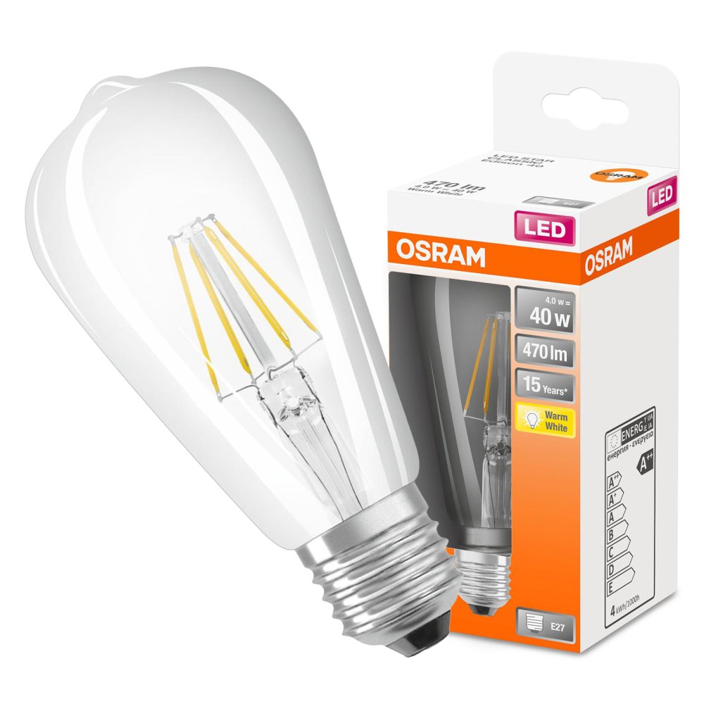 LED žiarovka ST64 E27 4W = 40W 470lm 2700K Warm 300° Retrofit Filament CLASSIC Osram