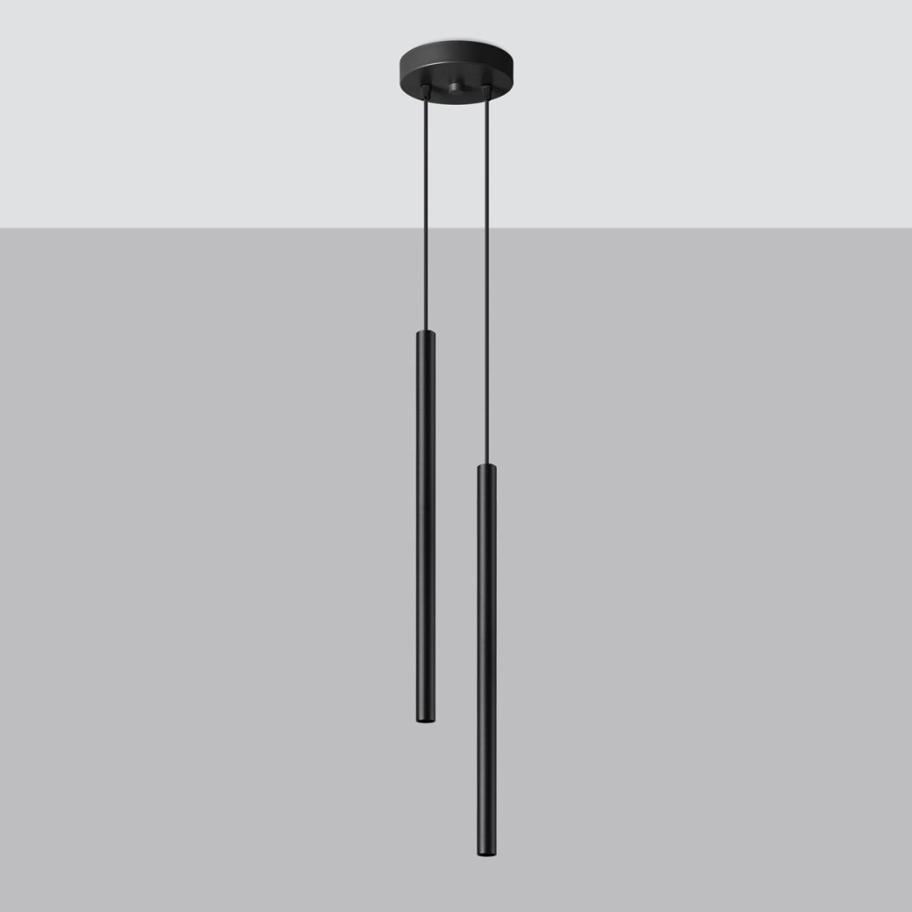 E-shop Stropné závesné svietidlo 2x G9 Tuba Luster Tubular Black Modern Pastelo Sollux