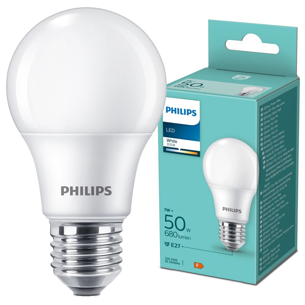 LED žiarovka E27 A60 7W = 50W 680lm 3000K Warm 150° Essential Philips