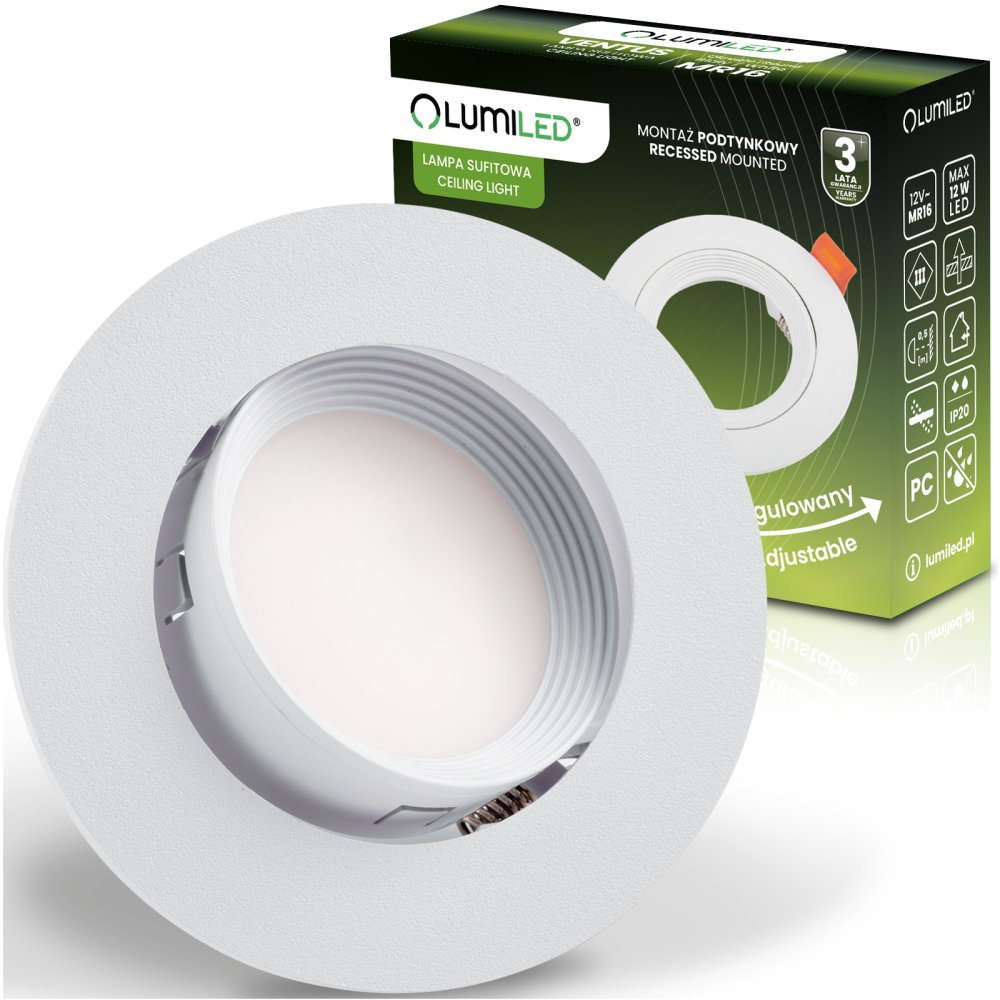 E-shop Zapustené halogénové svietidlo pohyblivé okrúhle biela GU10 MR16 VENTUS Lumiled