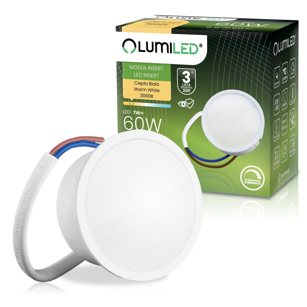 E-shop Vložka do LED svietidiel žiarovka modul INSERT reflektor 7W = 60W 670lm 3000K teplá 120° stmievateľná LUMILED