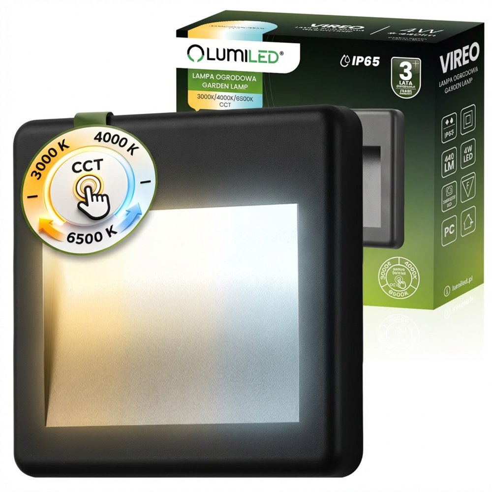 E-shop Vonkajšia záhradná schodisková nástenná fasádna lampa CCT 3000-6500K LED 4W IP65 VIREO LUMILED