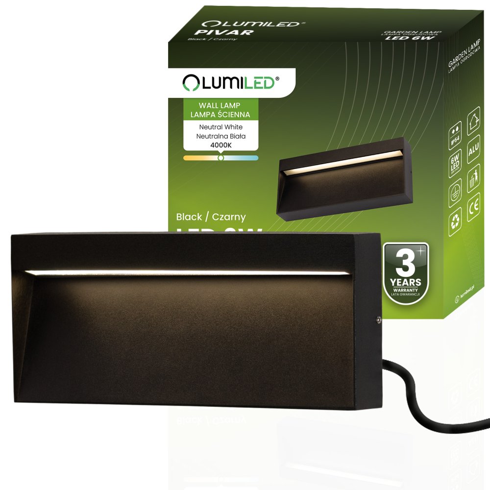 E-shop Vonkajšia záhradná nástenná lampa 6W LED IP54 PIVAR LUMILED
