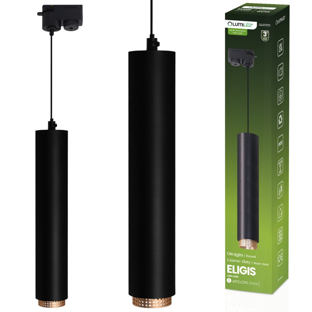 E-shop Stropné závesné svietidlo 29cm GU10 LED ELIGIS Black LUMILED