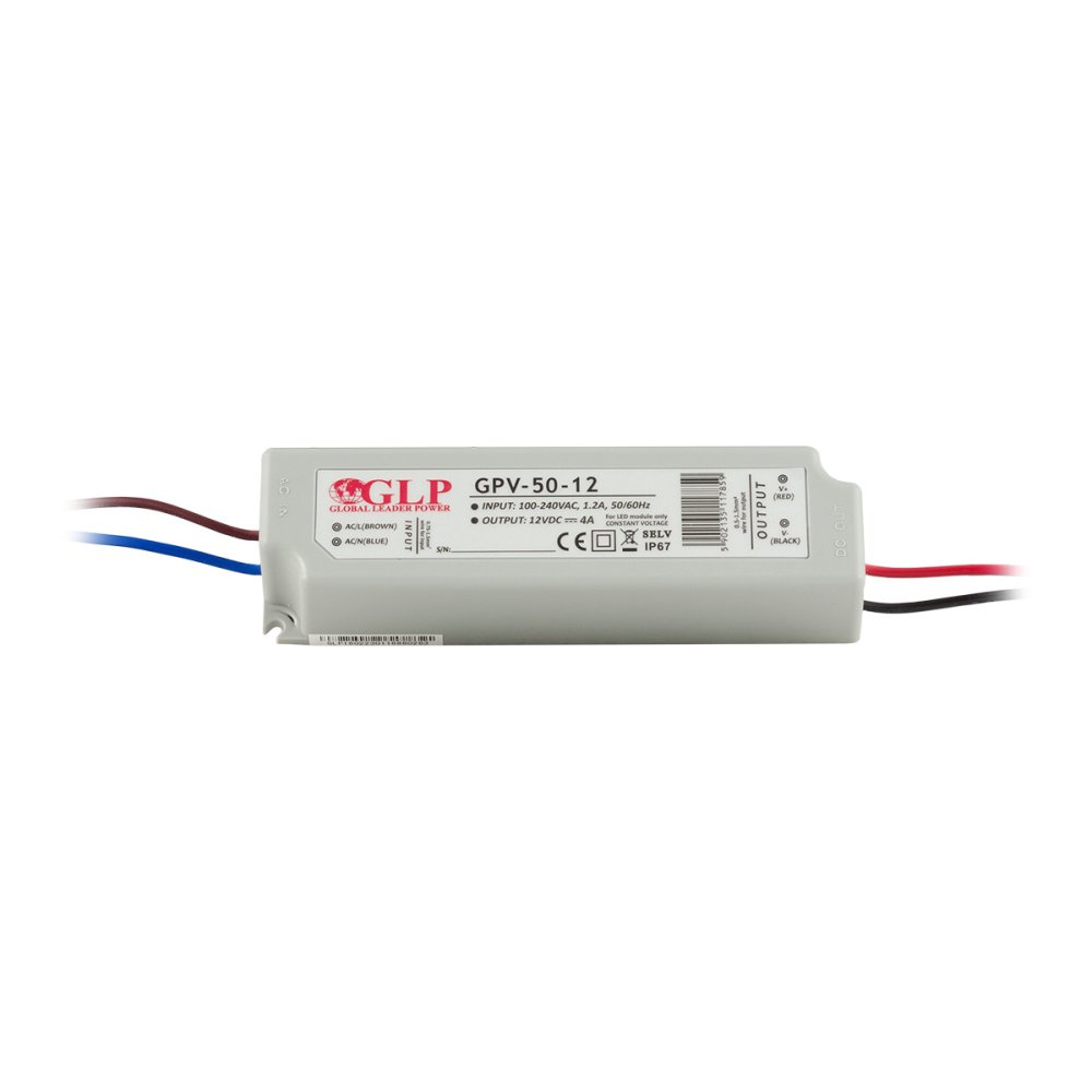 LED NAPÁJACÍ ZDROJ 24V 48W 2A GPV-50-24 GLP IP67 HERMETICKÝ