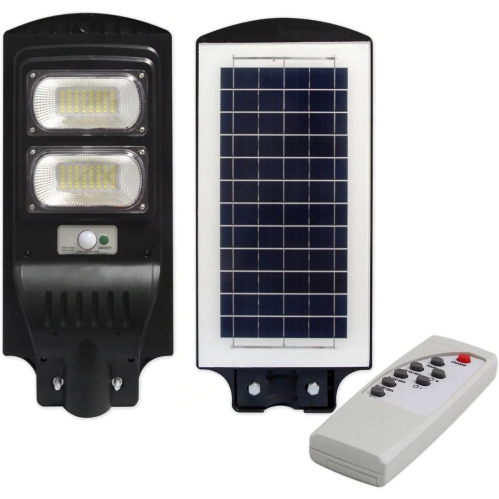 LED solárna pouličná lampa čierna 100W 6000K studená IP65 senzor pohybu a súmraku + diaľkové ovládanie