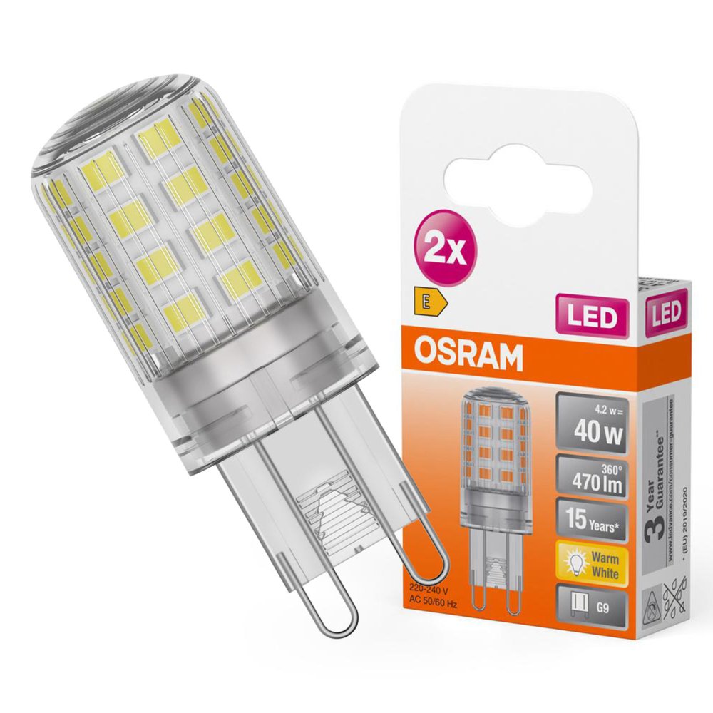 2x LED žiarovka G9 4,2W = 40W 470lm 2700K Warm 300° LED PIN Osram