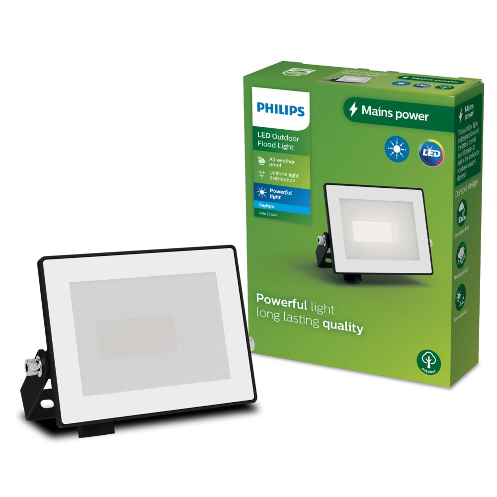 LED reflektor 10W 950lm 5000K IP65 Black Lois Philips