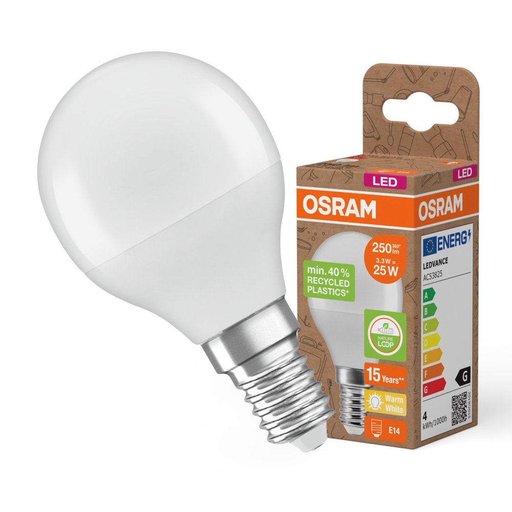 LED žiarovka P45 Ball E14 3,3W = 25W 250lm 2700K Warm 200° PCR LAMPS Osram