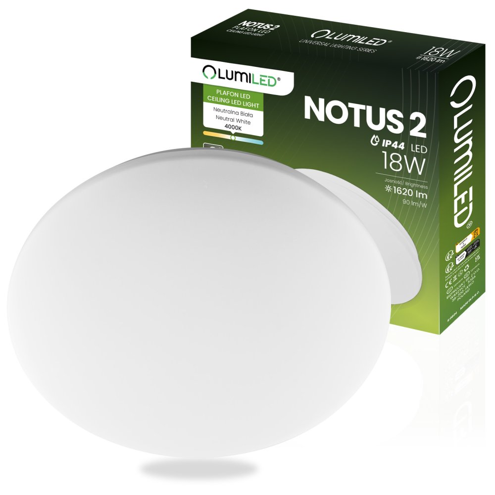 E-shop LED stropné svietidlo prisadené 18W NOTUS 2 okrúhly IP44 33 cm LUMILED