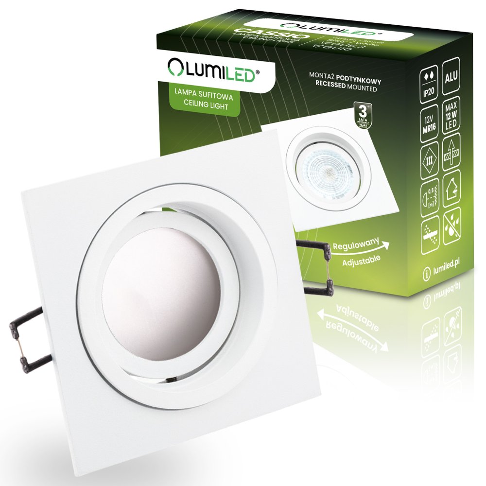 E-shop Svietidlo HALOGEN GU10 MR16 Square White CASSIO LUMILED na zapustenú montáž