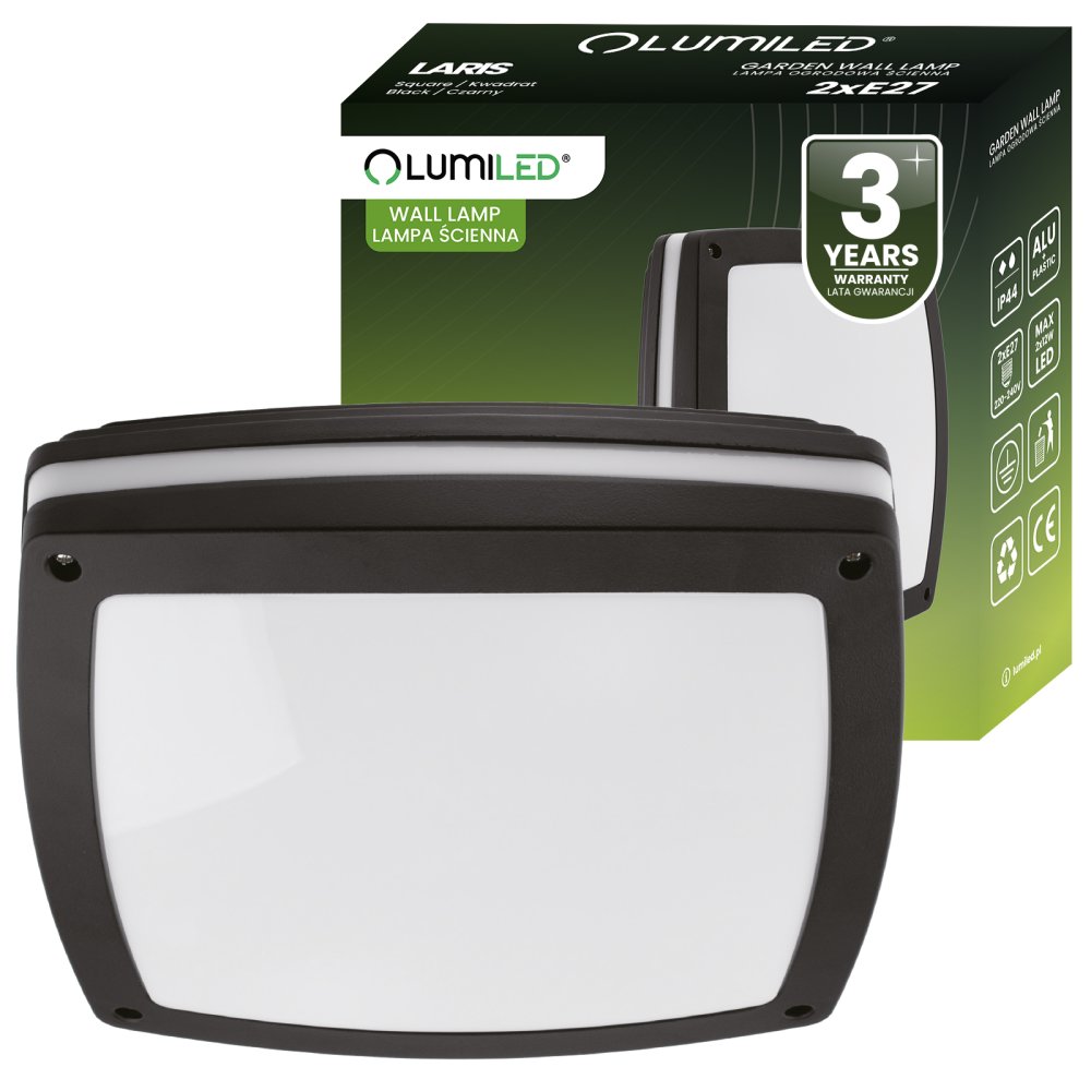 E-shop Záhradné svietidlo Nástenné svietidlo Plafond 2x E27 Square LARIS LUMILED
