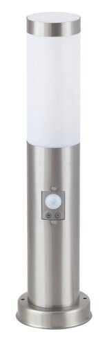 Vonkajšia záhradná LED lampa TORCH E27 IP44 tyč 45 cm so senzorom pohybu Strieborno-biela RABALUX
