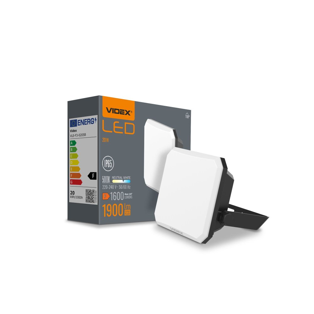 LED reflektor 20W 1900lm 5000K studená čierna s mliečnym odtieňom Videx