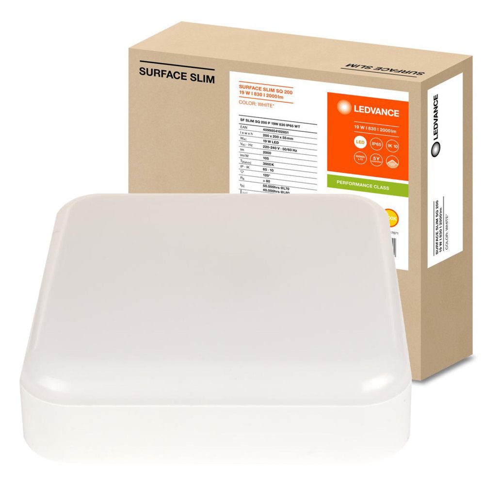 LED panel Stropné svietidlo 19W 2000lm 3000K Teplá povrchová montáž Biela 20x20cm Povrch Ledvance