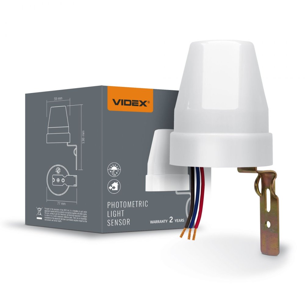 Vonkajší fotometrický súmrakový senzor 10A biely IP44 VL-SN02 Videx