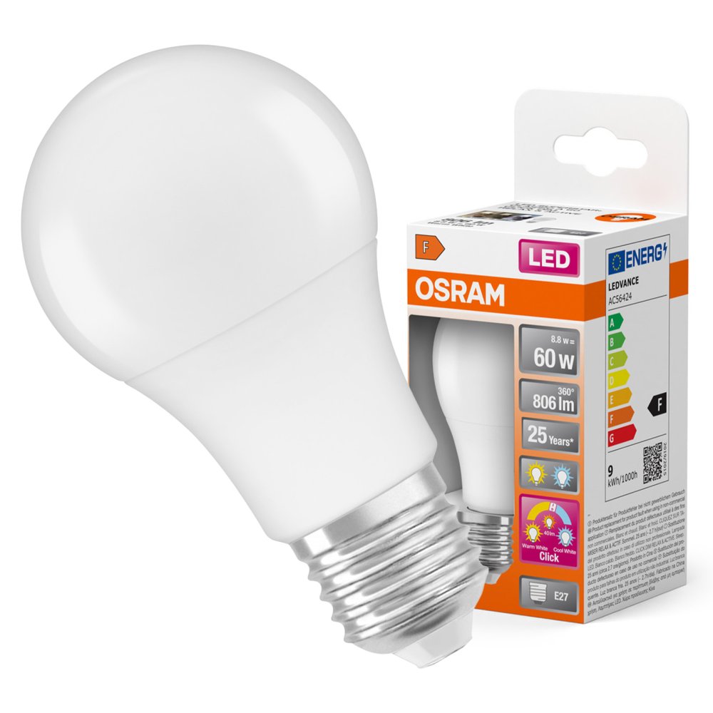 LED žiarovka A60 E27 8,8W = 60W 806lm 2700-4000K CCT 200° Relax Active and Sleep CLASSIC Osram
