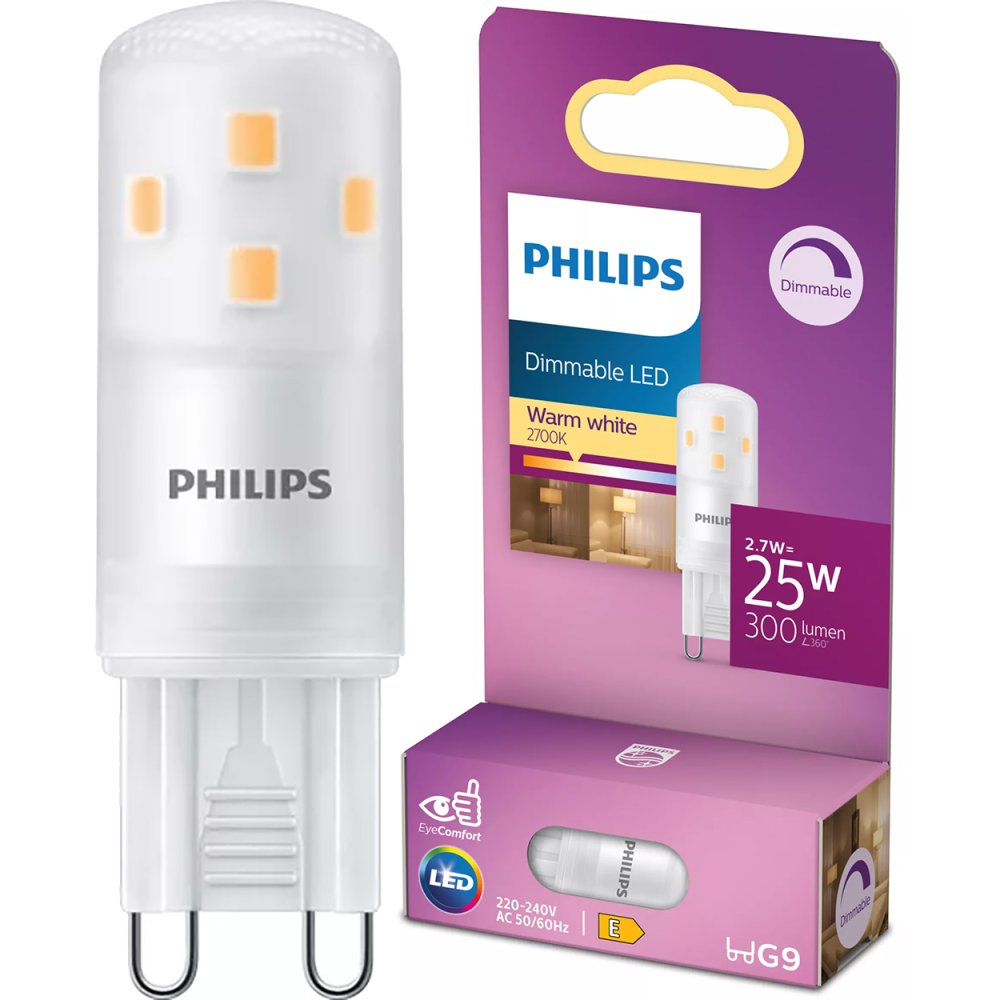 LED žiarovka G9 Capsule 2,7W = 25W 300lm 2700K Warm 320° Dimmable Philips