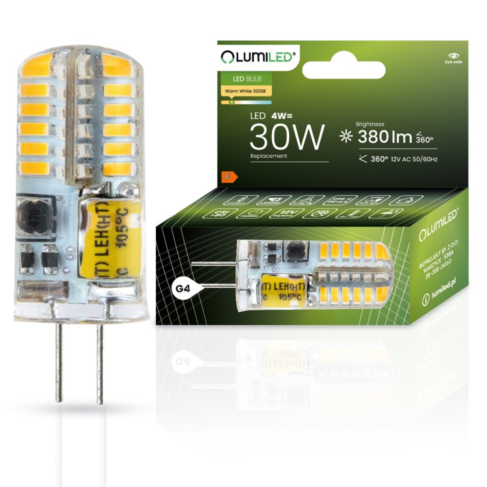 E-shop LED žiarovka G4 kapsula 4W = 30W 380lm 3000K Warm 360° LUMILED