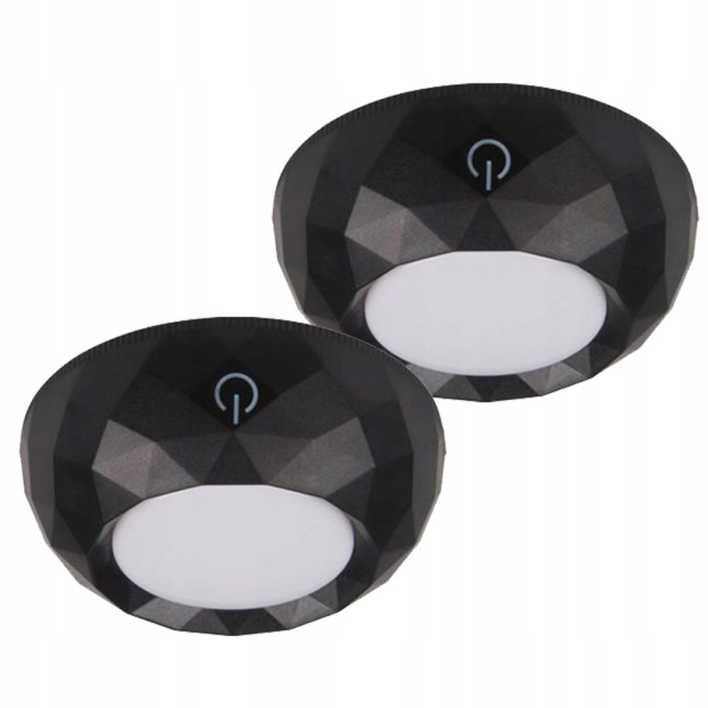 2x LED kruhové samolepiace svetlo pod skrinku s batériou 4000K 3xAA čierna