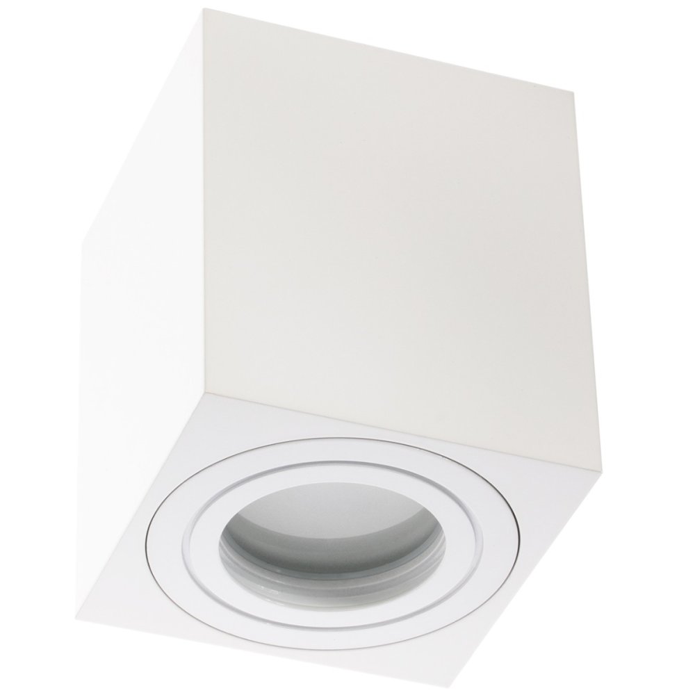 HALOGEN Vodotesná hliníková SPOT TUBA 95mm IP44 Biela AQUARIUS SQUARE Kobi