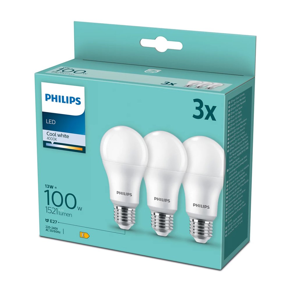 3PAK LED žiarovka E27 A67 13W = 100W 1521lm 4000K Neutrálna PHILIPS