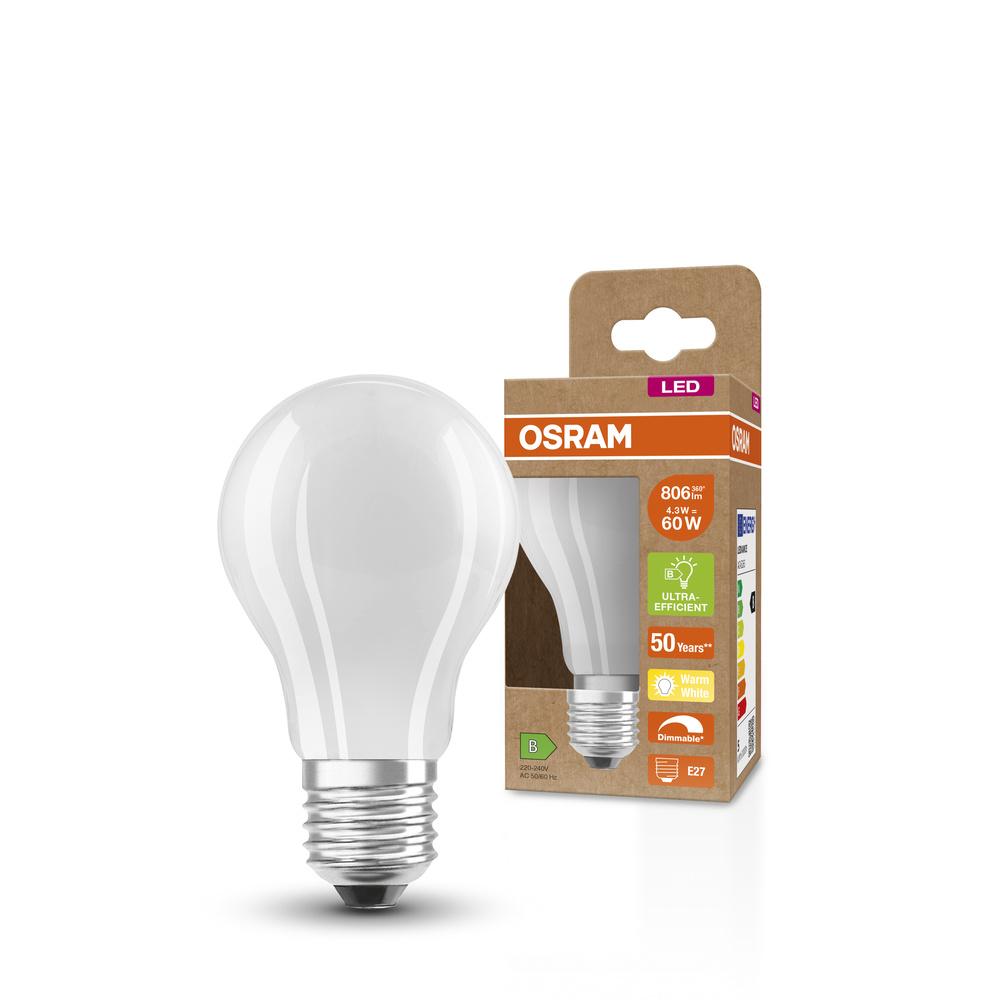 LED žiarovka A60 E27 4,3W = 60W 806lm 2700K Warm 300° Dimmable CLASSIC Osram
