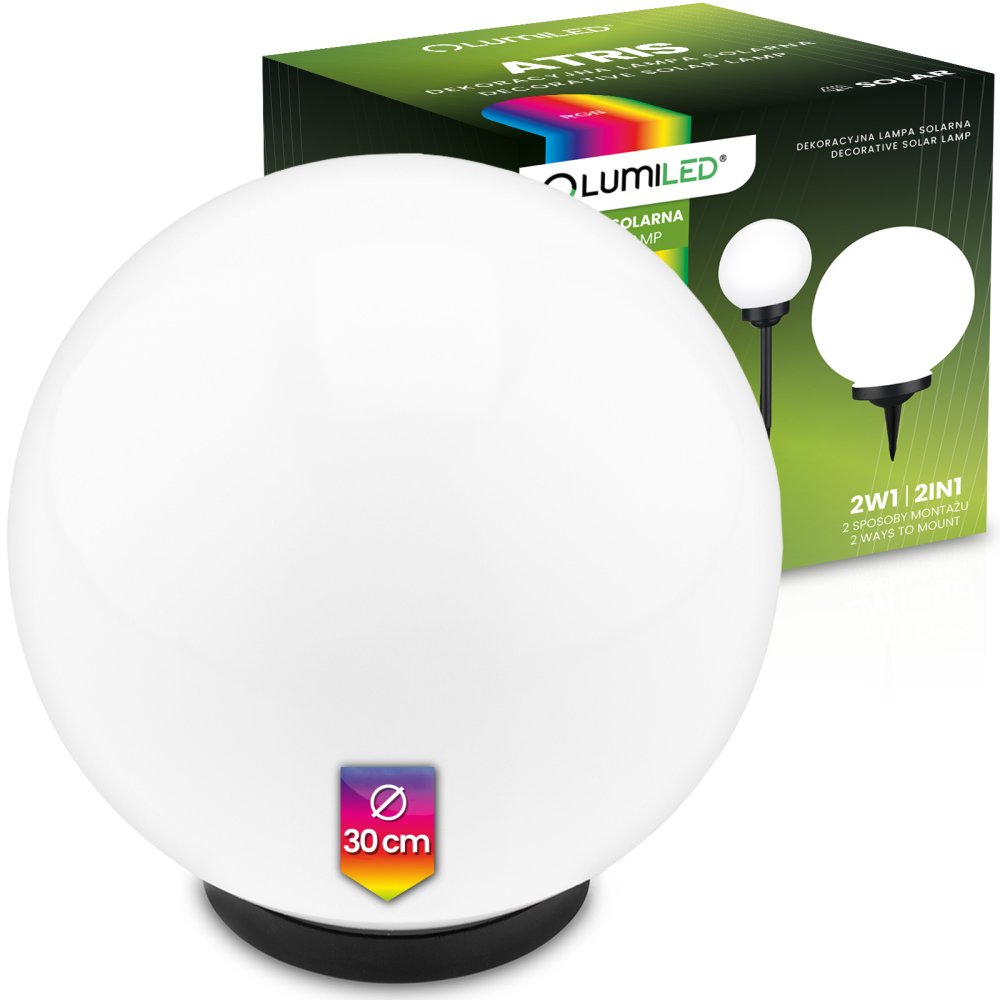 LED ATRIS Solárne záhradné svietidlo 30 cm RGB LUMILED