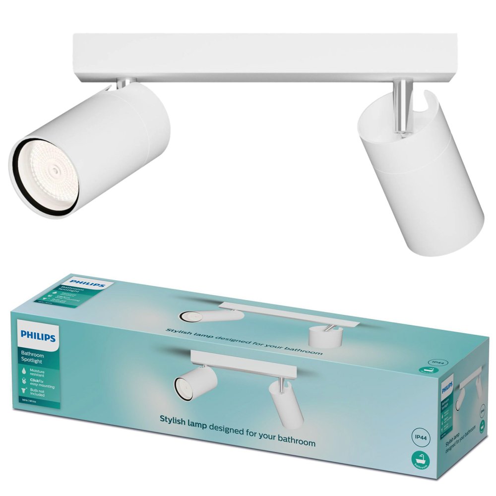 Reflektorové stropné svietidlo 2x GU10 IP44 Biele Kosipo Philips